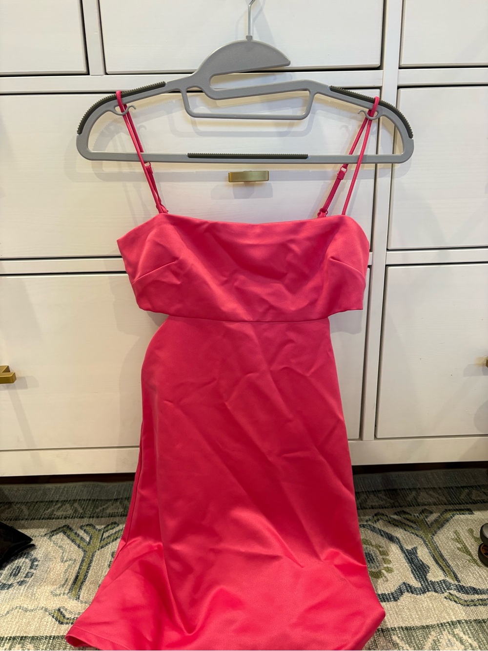 Satin Fuchsia Spaghetti-Strap Mini Dress